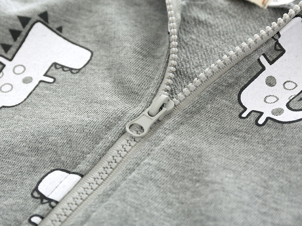 Baby Boys Cartoon Dinosaur Hooded Zipper Tops Clothes Coats