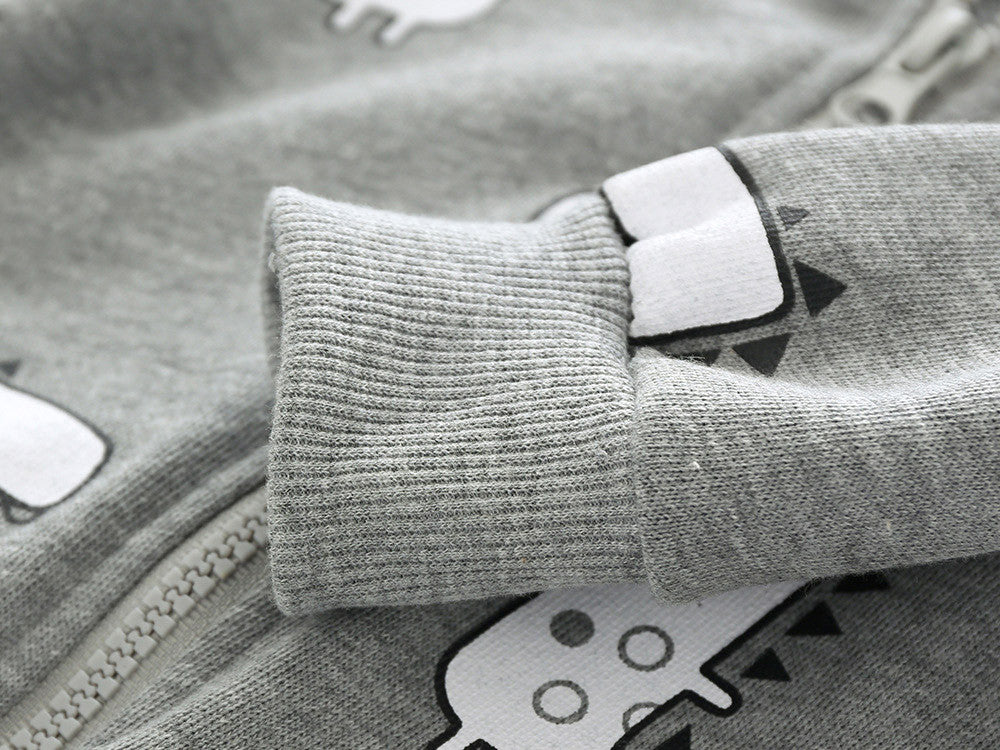 Baby Boys Cartoon Dinosaur Hooded Zipper Tops Clothes Coats