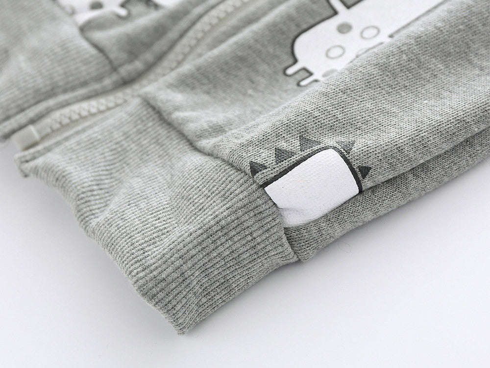 Baby Boys Cartoon Dinosaur Hooded Zipper Tops Clothes Coats