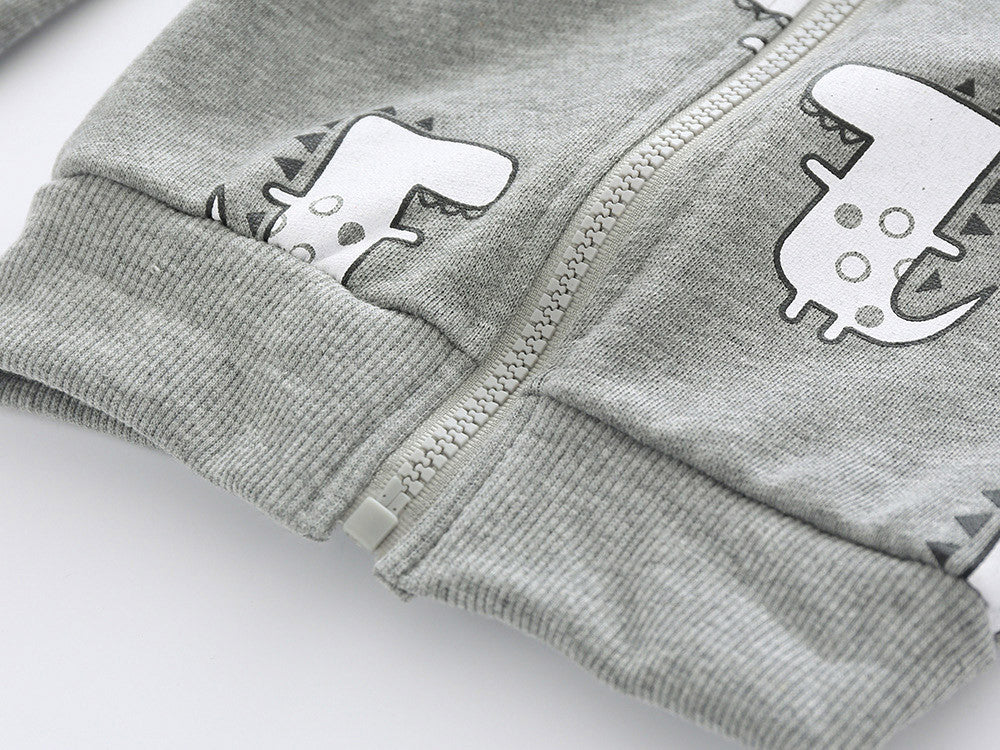 Baby Boys Cartoon Dinosaur Hooded Zipper Tops Clothes Coats