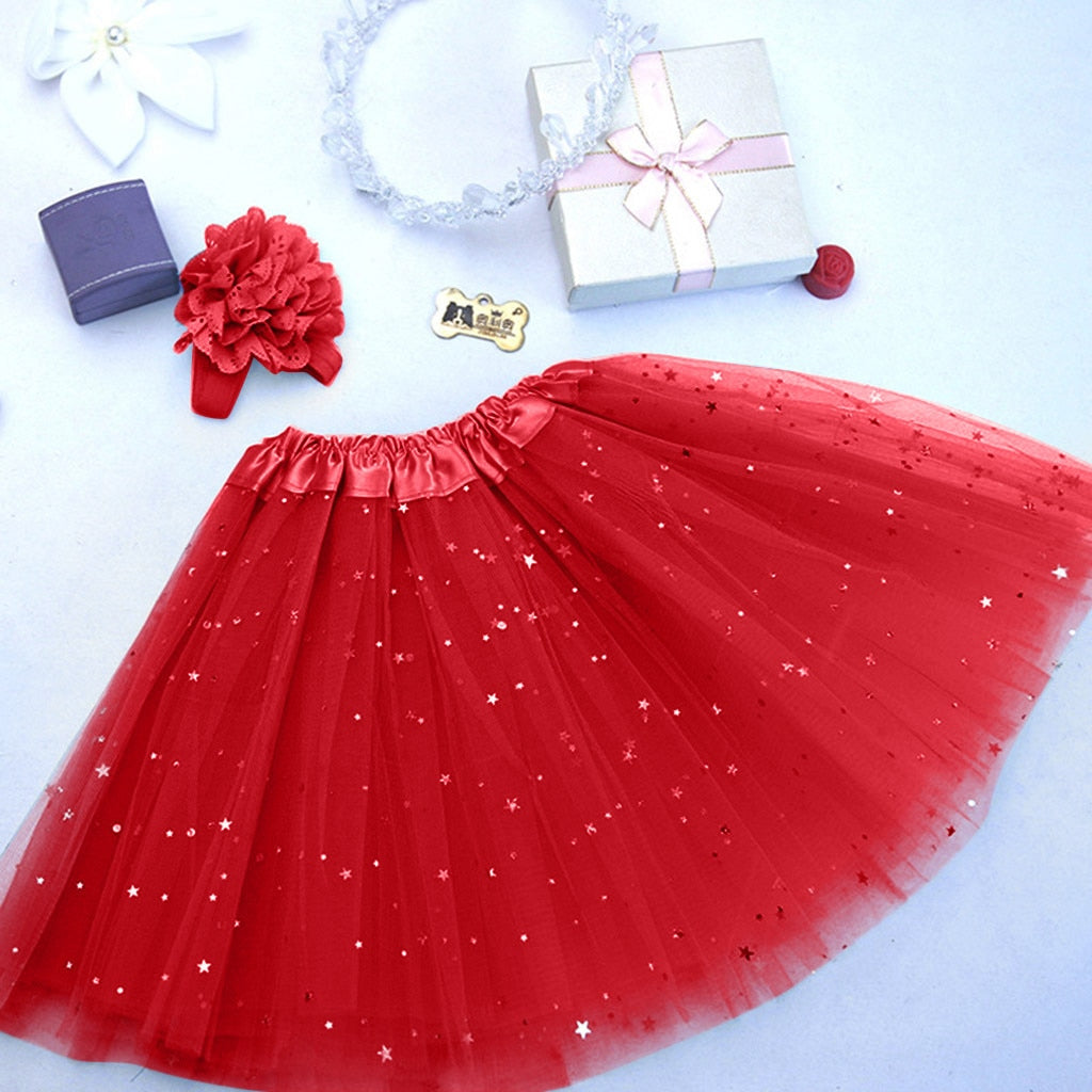 Kids Girl Petticoat Star + Hair Band Skirt
