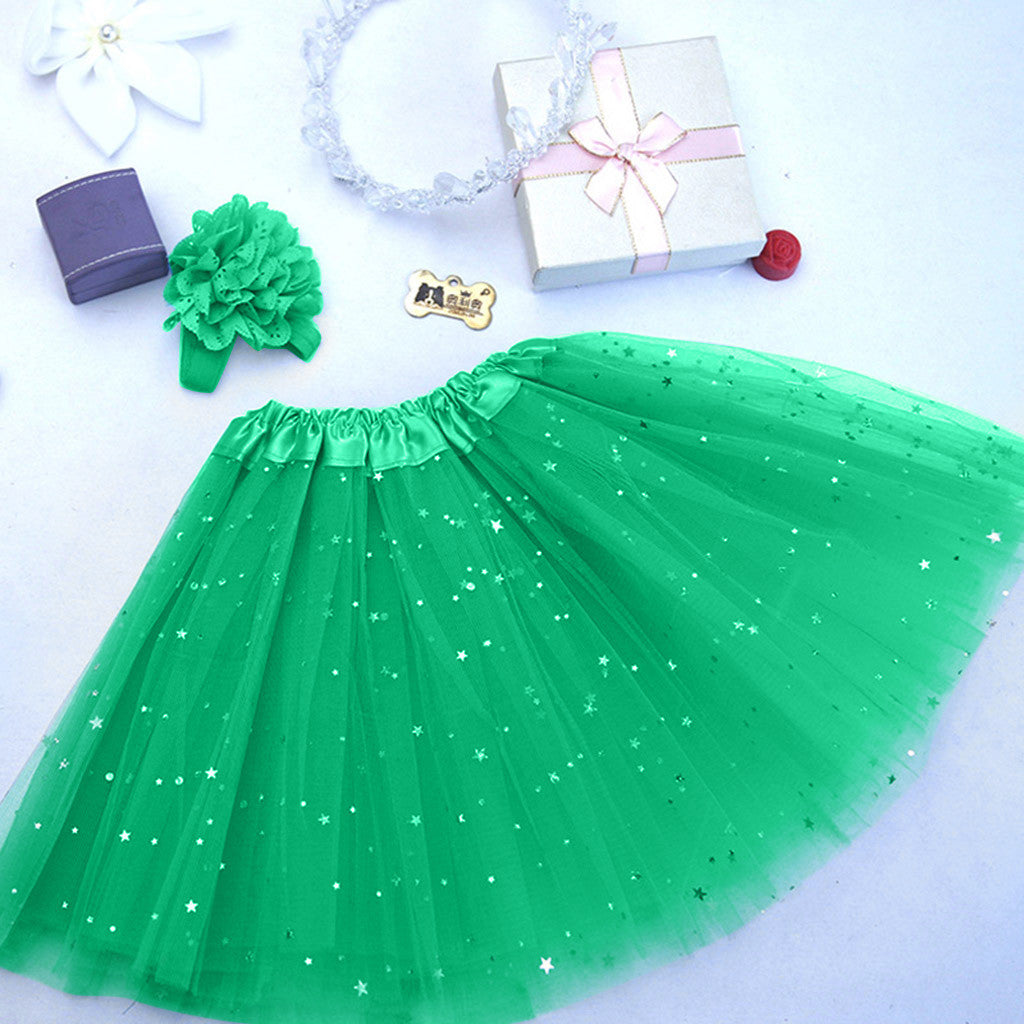 Kids Girl Petticoat Star + Hair Band Skirt