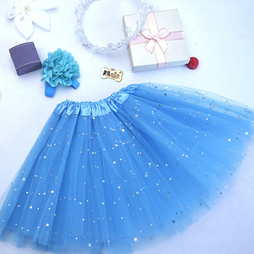 Kids Girl Petticoat Star + Hair Band Skirt