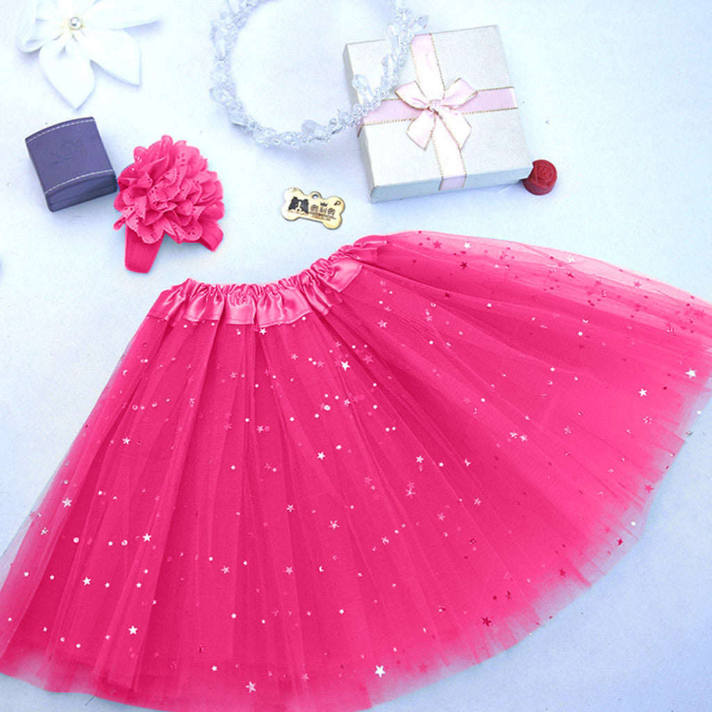 Kids Girl Petticoat Star + Hair Band Skirt