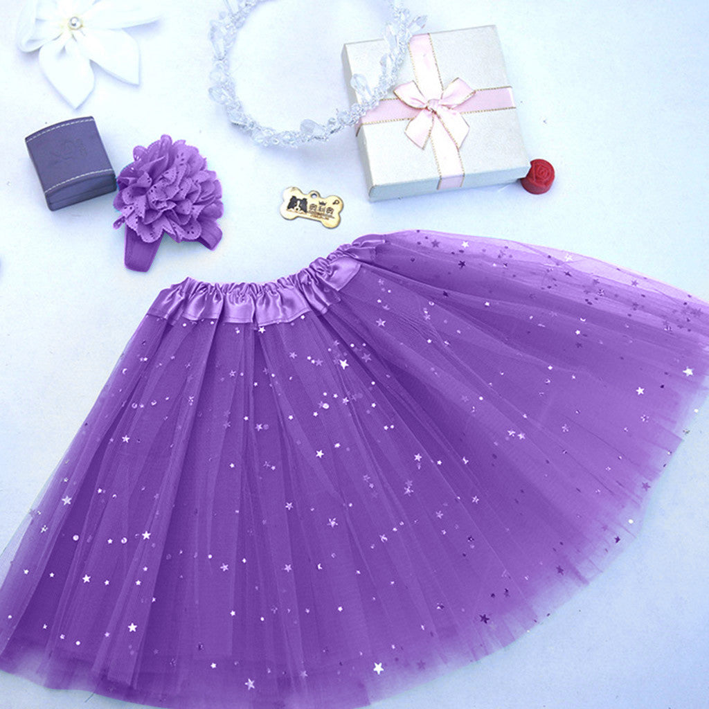Kids Girl Petticoat Star + Hair Band Skirt
