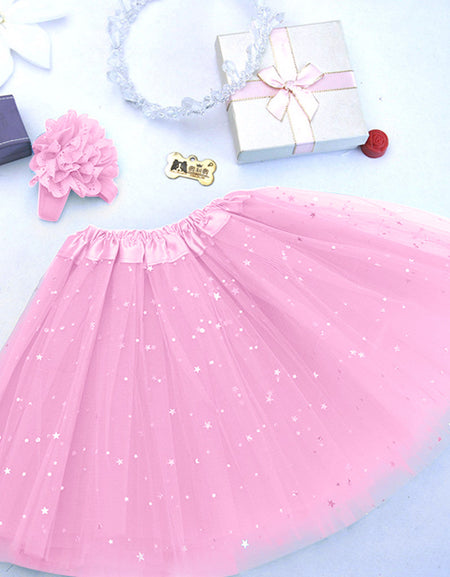 Kids Girl Petticoat Star + Hair Band Skirt