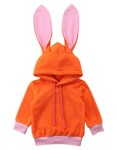 Baby Girls Long Sleeves Cartoon Rabbit Ear Hooded Sweatshirts