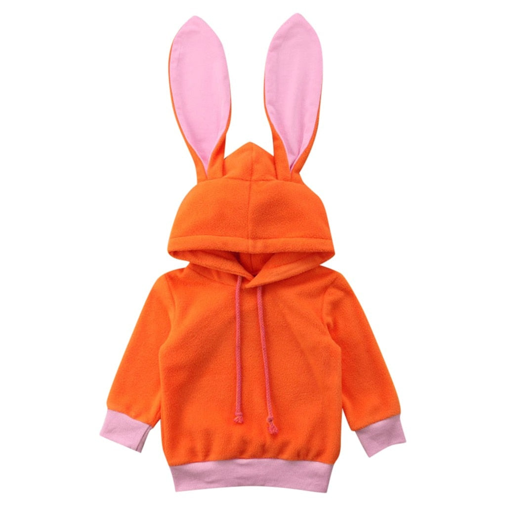 Baby Girls Long Sleeves Cartoon Rabbit Ear Hooded Sweatshirts