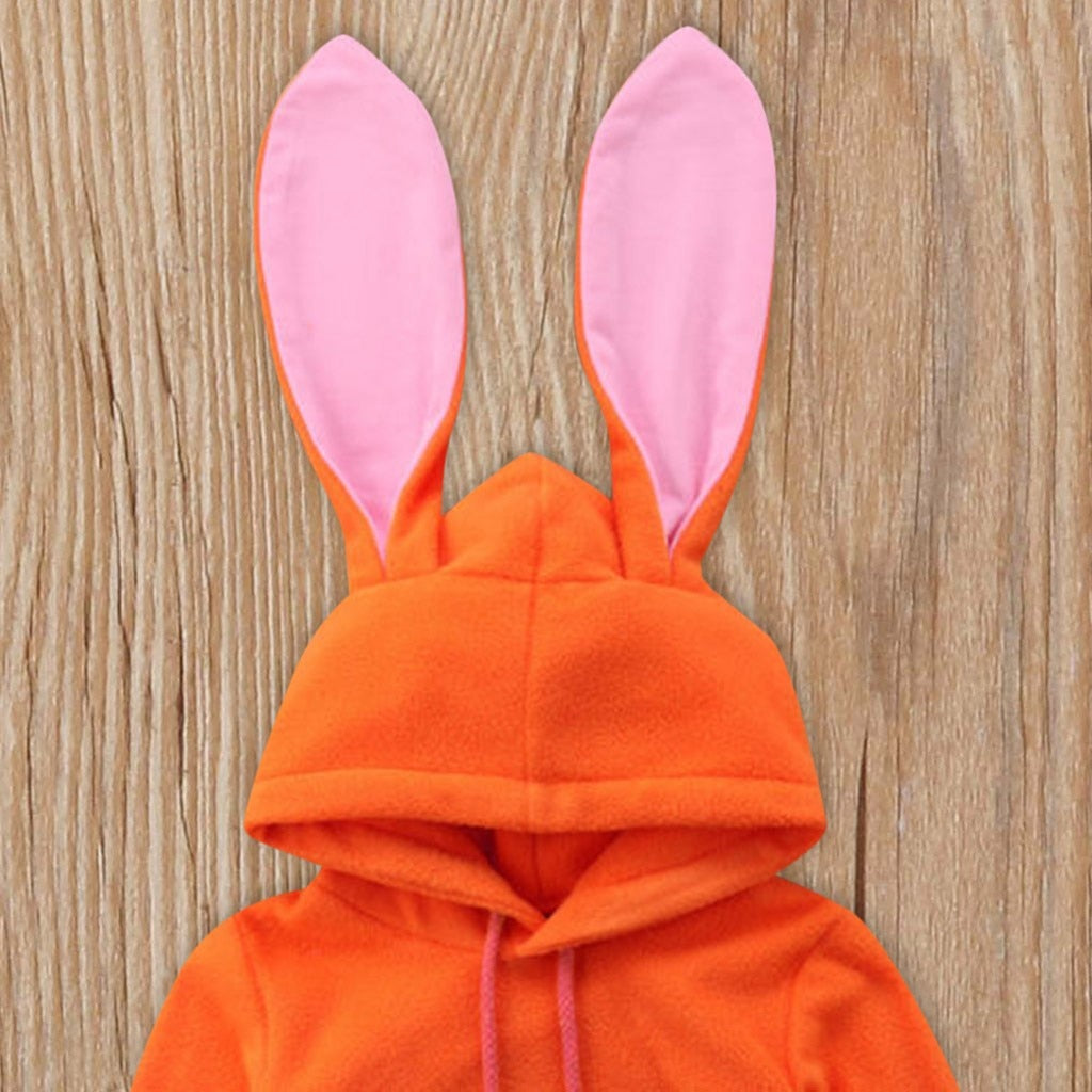 Baby Girls Long Sleeves Cartoon Rabbit Ear Hooded Sweatshirts