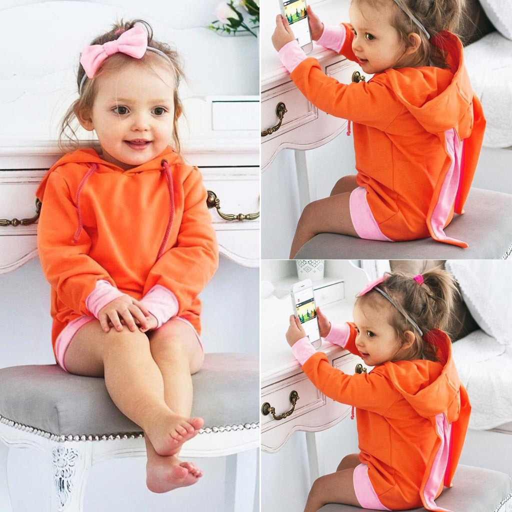 Baby Girls Long Sleeves Cartoon Rabbit Ear Hooded Sweatshirts
