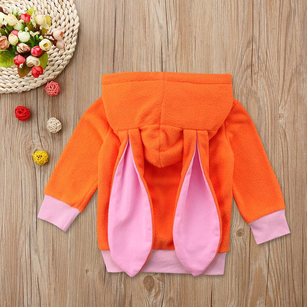 Baby Girls Long Sleeves Cartoon Rabbit Ear Hooded Sweatshirts