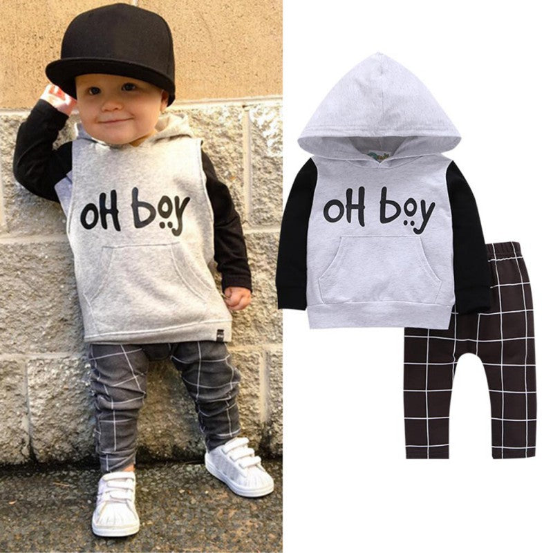 Baby boy clothes letters printed long sleeves t-shirt+pants infant