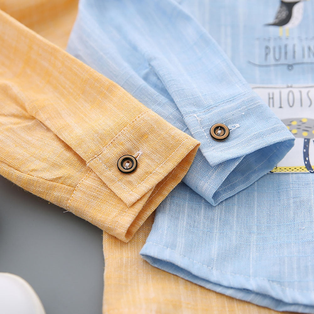 Kids Boys Long Sleeve Cartoon Pattern Shirt Blouse Clothes Wholesale