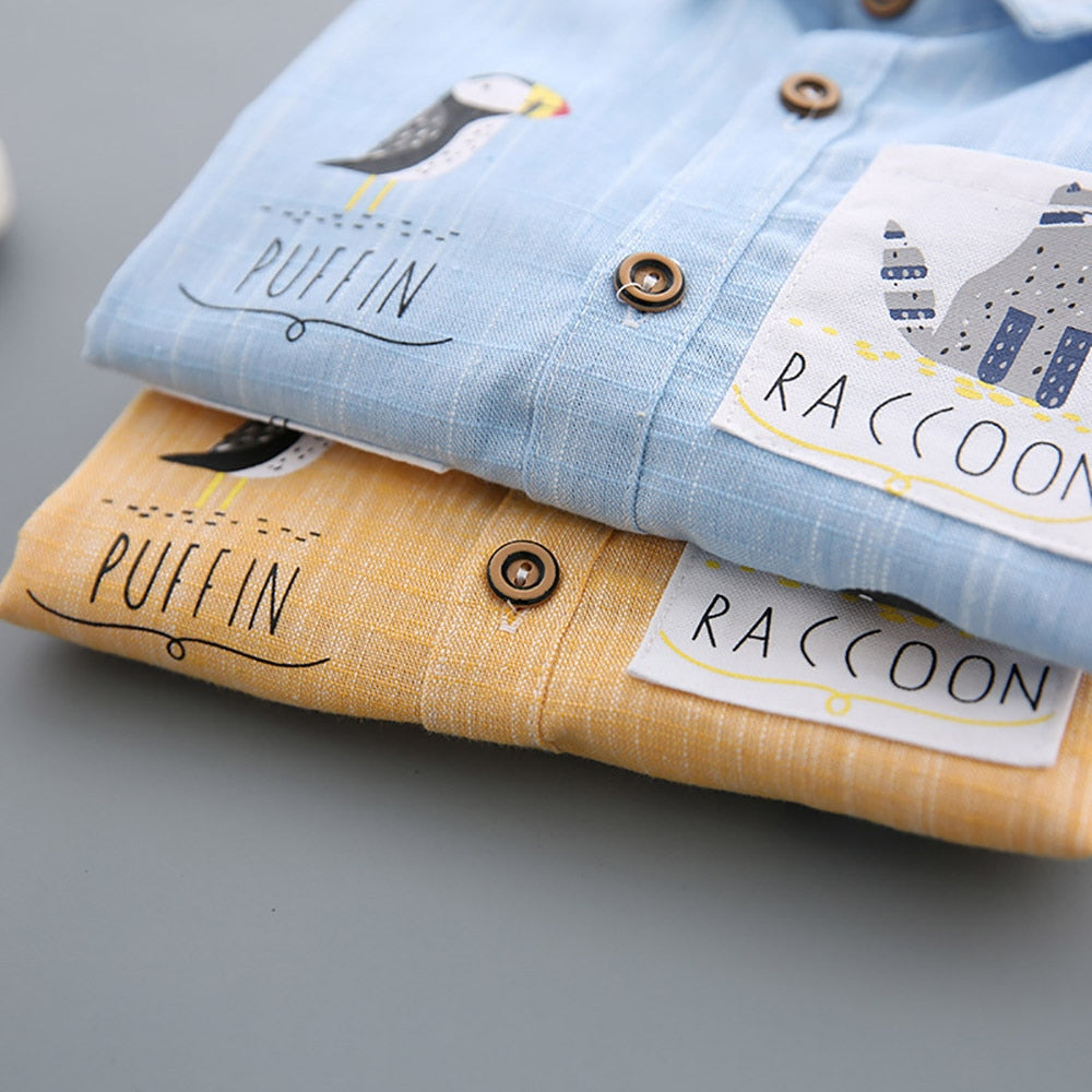 Kids Boys Long Sleeve Cartoon Pattern Shirt Blouse Clothes Wholesale