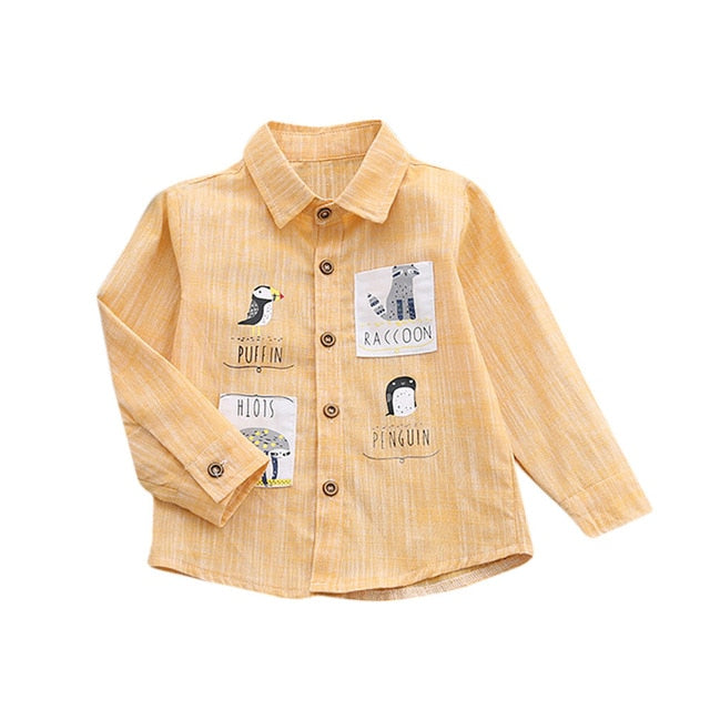 Kids Boys Long Sleeve Cartoon Pattern Shirt Blouse Clothes Wholesale