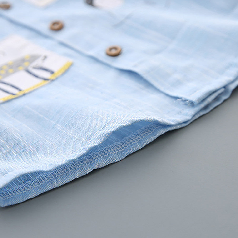 Kids Boys Long Sleeve Cartoon Pattern Shirt Blouse Clothes Wholesale