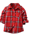 Kids Boys Long Sleeve Cotton Shirt Square Pattern