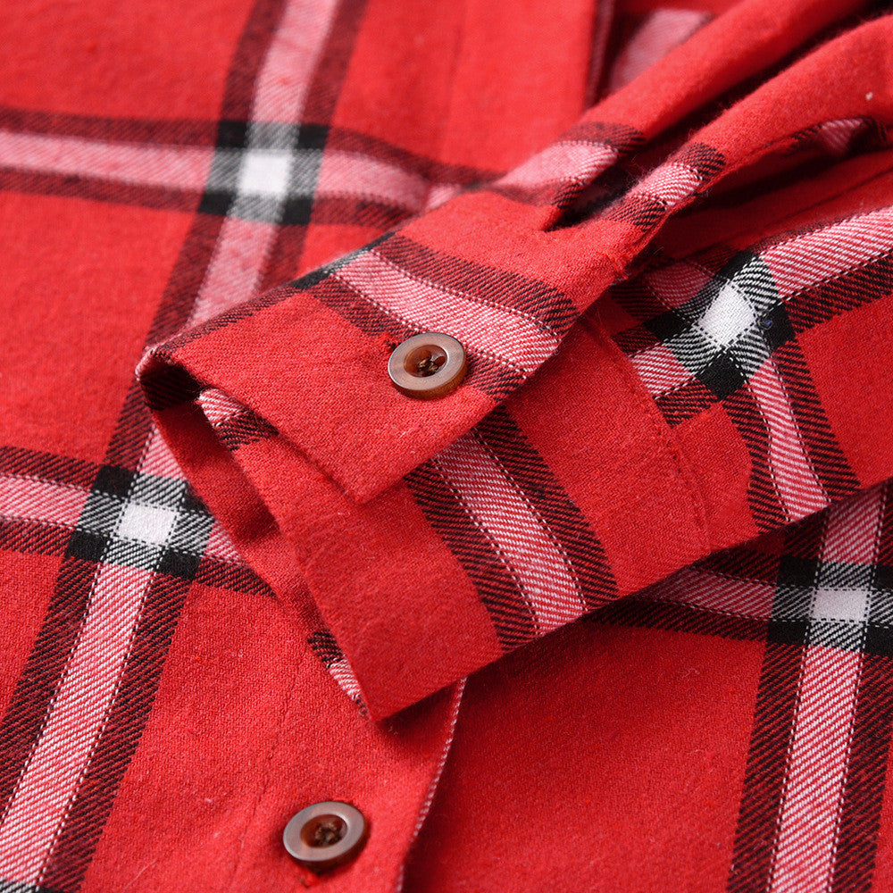 Kids Boys Long Sleeve Cotton Shirt Square Pattern