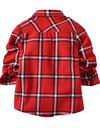 Kids Boys Long Sleeve Cotton Shirt Square Pattern