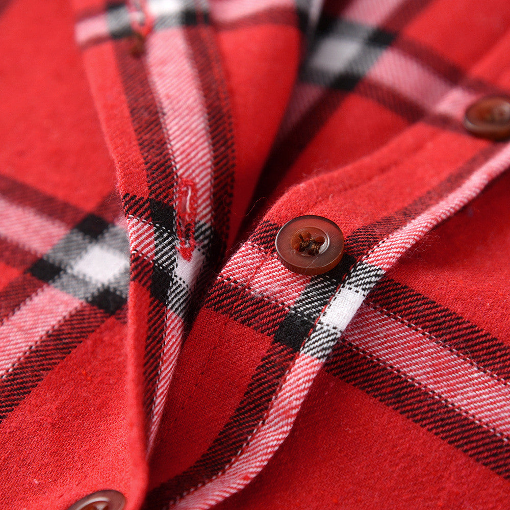 Kids Boys Long Sleeve Cotton Shirt Square Pattern