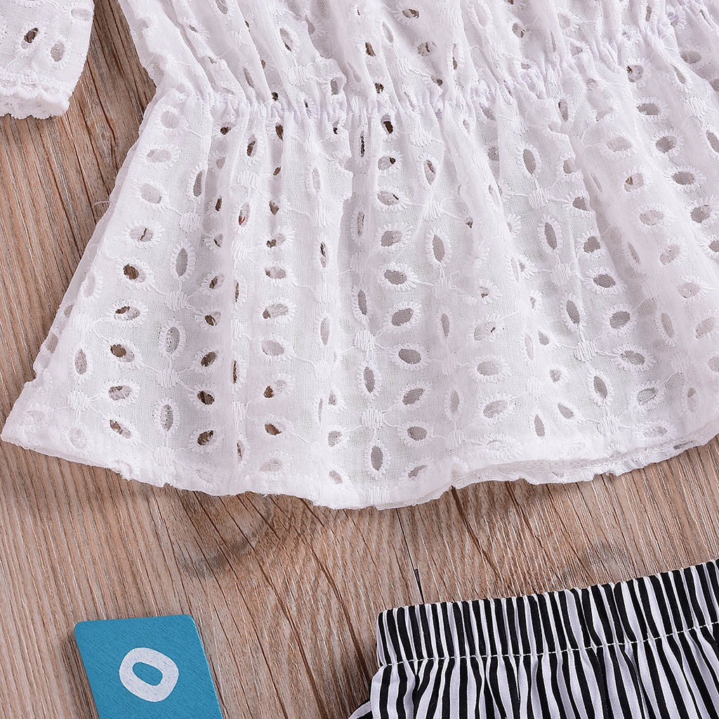 New Baby's Sets Girls Off Shoulder Solid Lace