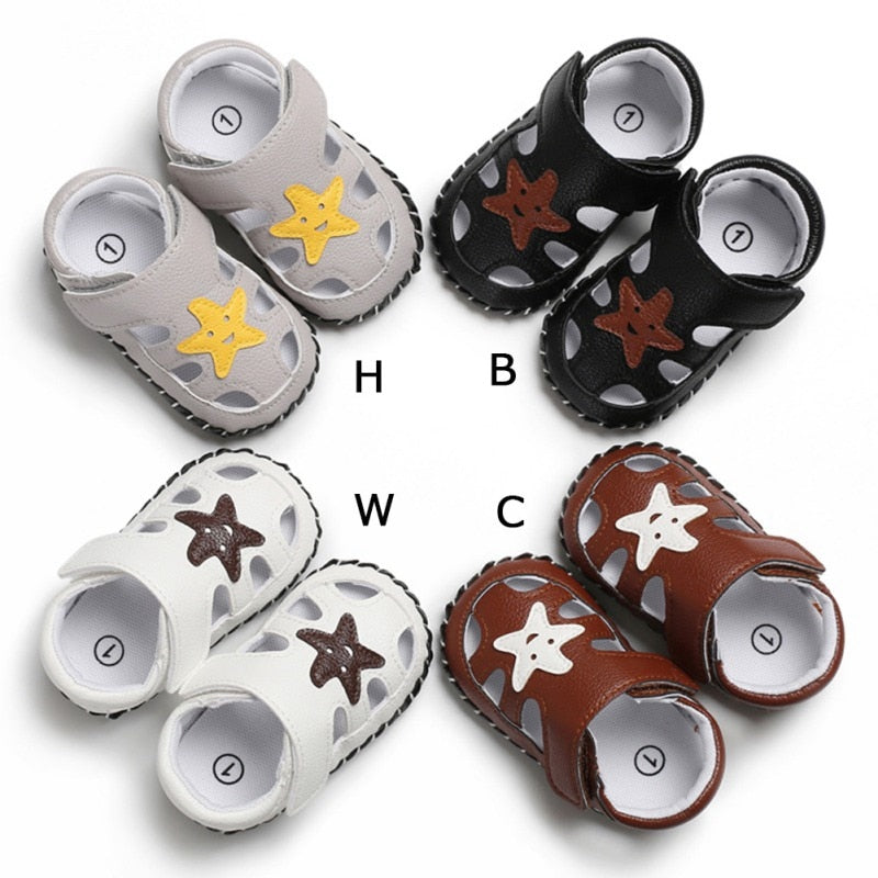 Baby Boy Sandals Cartoon Stars Shoes Buckle Hollow