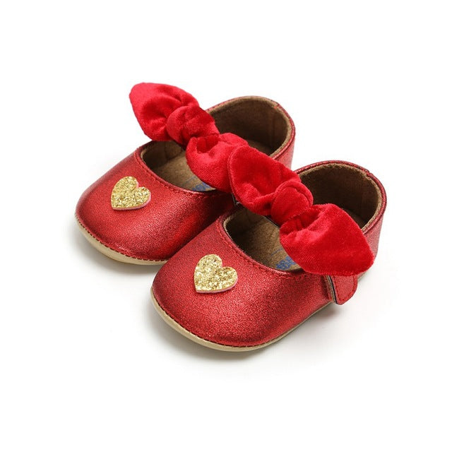 Red Bow soft soled Newborn Girls Sneaker Prewalker