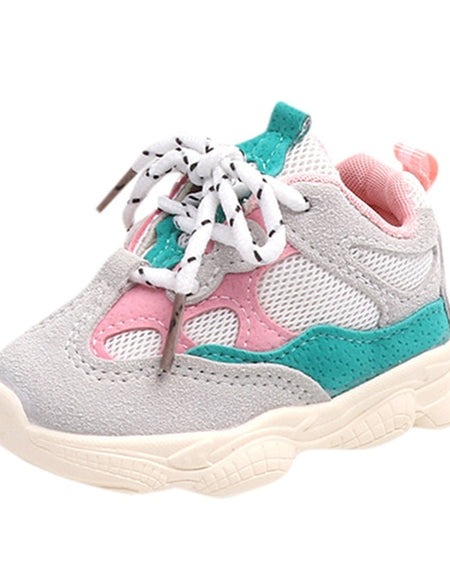 Children's soft bottom color matching sports shoes