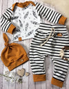 Baby Boy Feather T shirt Tops Striped Pants Outfits Set