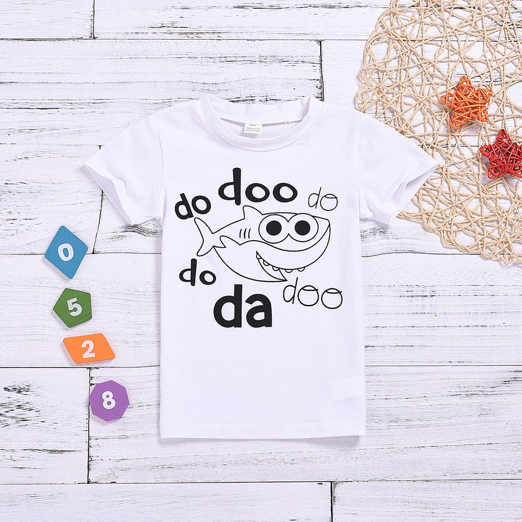 Kids Baby Short Sleeve Cartoon Outfit  Shark Tops T-shirt