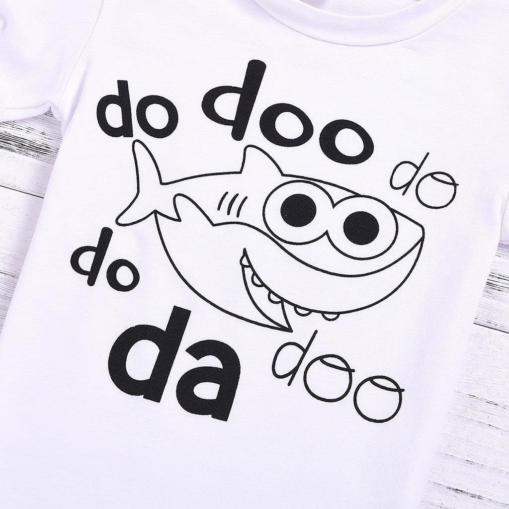 Kids Baby Short Sleeve Cartoon Outfit  Shark Tops T-shirt