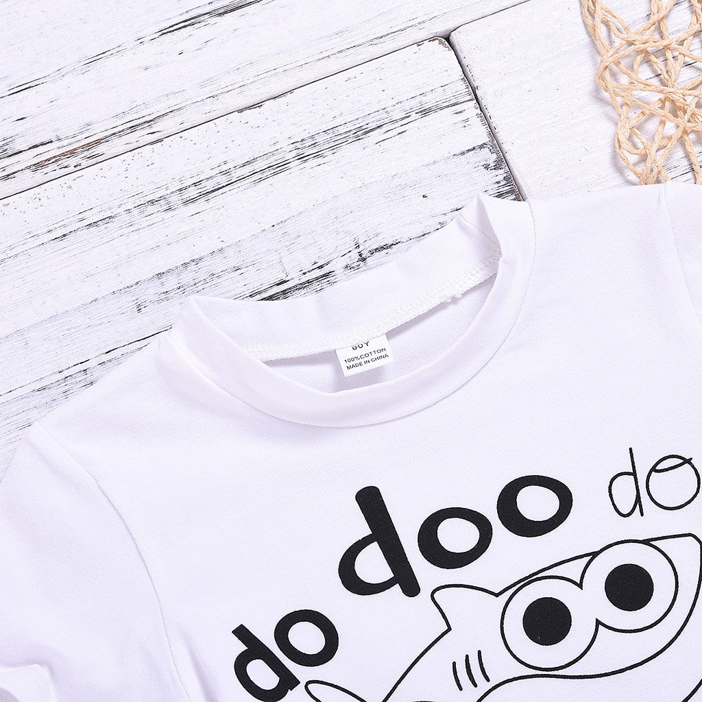 Kids Baby Short Sleeve Cartoon Outfit  Shark Tops T-shirt