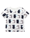 Kids Boys Short Sleeve Cotton Shirt Cats Pattern