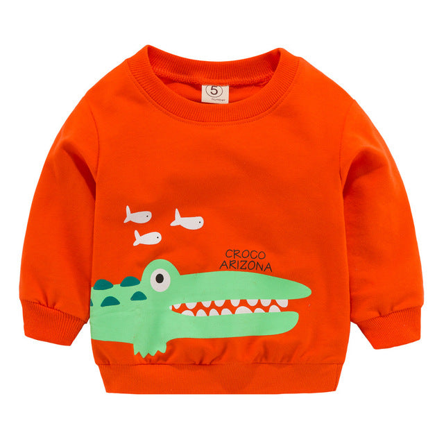 Baby Boys Clothes Long Sleeve O Neck Cartoon Printed Tops Blouse Sweatshirt