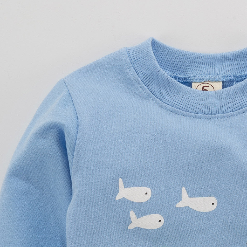 Baby Boys Clothes Long Sleeve O Neck Cartoon Printed Tops Blouse Sweatshirt