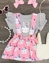 Baby Girls Clothes Fashion Rabbit Print T shirt+Suspender Skirt Girls Outfits