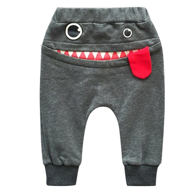 Baby Kids Boys Cotton Blend Cartoon Shark Tongue Harem Pants