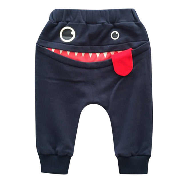 Baby Kids Boys Cotton Blend Cartoon Shark Tongue Harem Pants