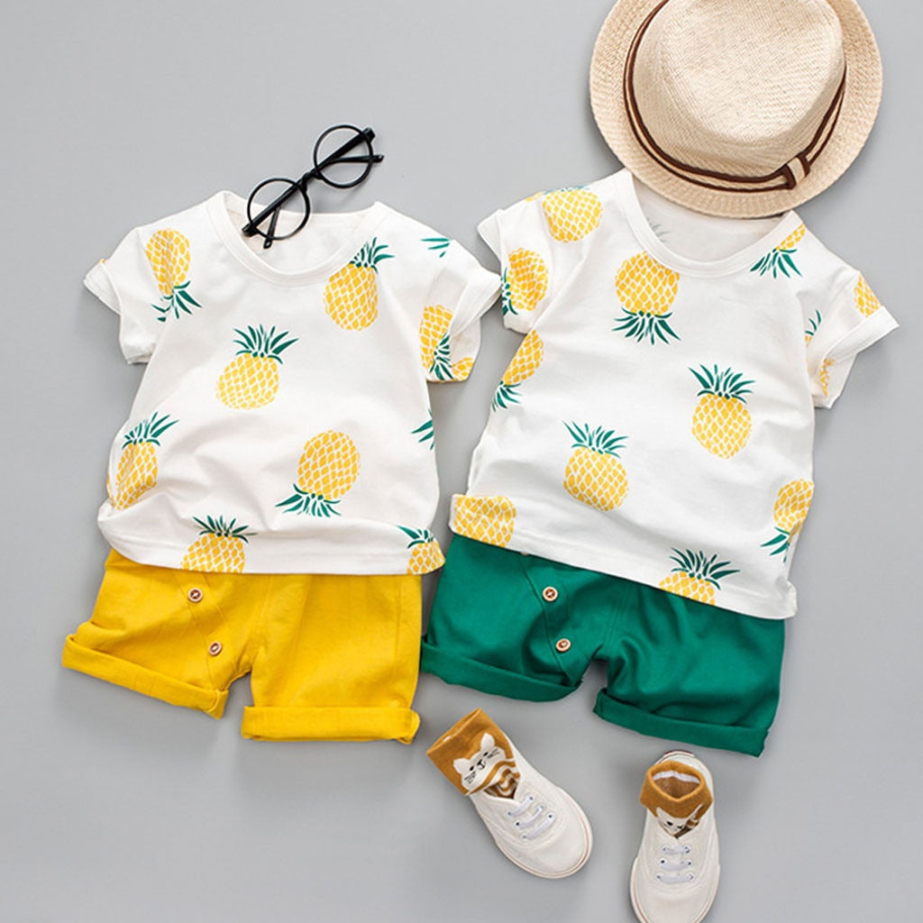 Summer Outfits For Toddler Baby Kids Boys Pineapple T-shirt
