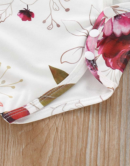 Baby Girls Clothes Sets Flower Short Sleeve and Ruffles Skirt