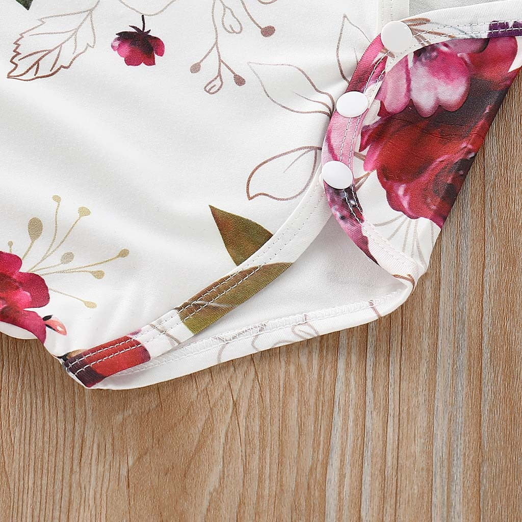 Baby Girls Clothes Sets Flower Short Sleeve and Ruffles Skirt