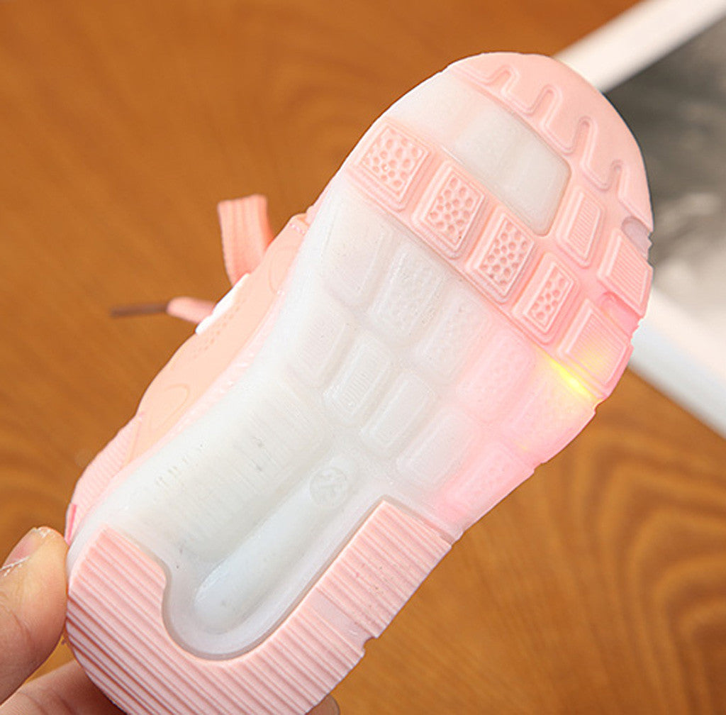 Fashion Toddler Baby Girs Led Light Shoes Soft Luminous