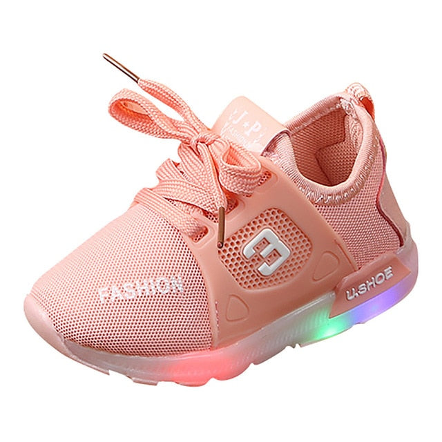 Fashion Toddler Baby Girs Led Light Shoes Soft Luminous