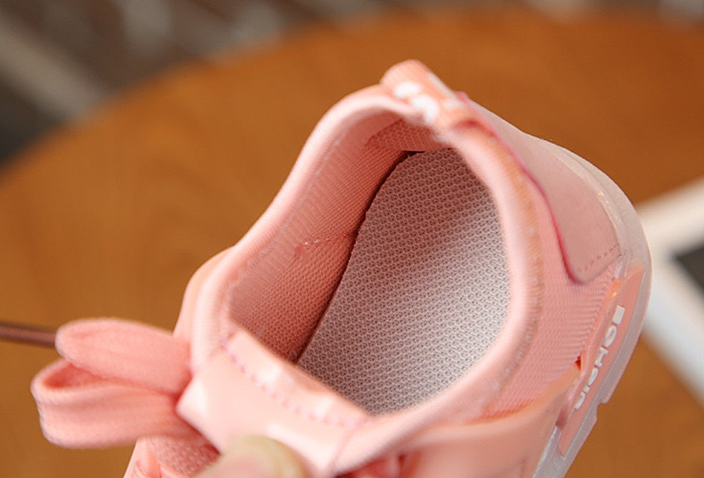 Fashion Toddler Baby Girs Led Light Shoes Soft Luminous