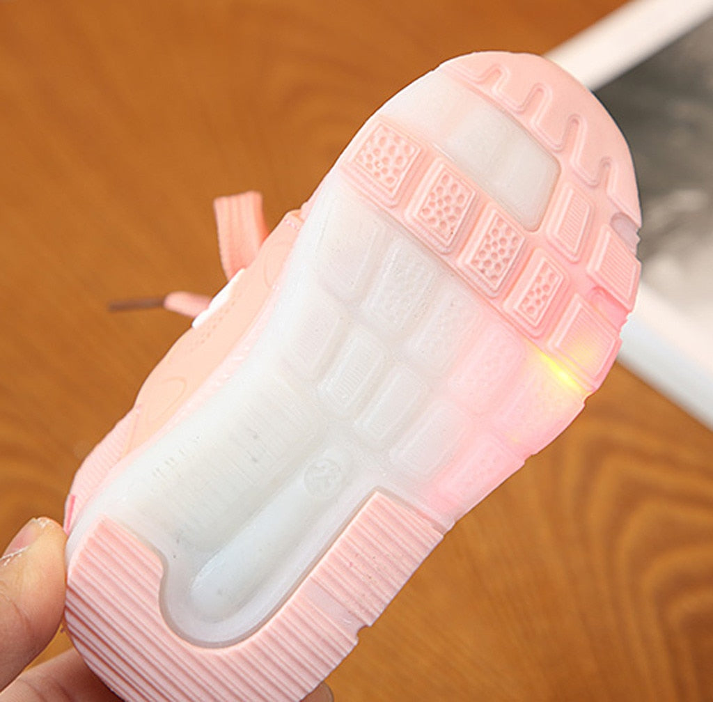 Fashion Toddler Baby Girs Led Light Shoes Soft Luminous