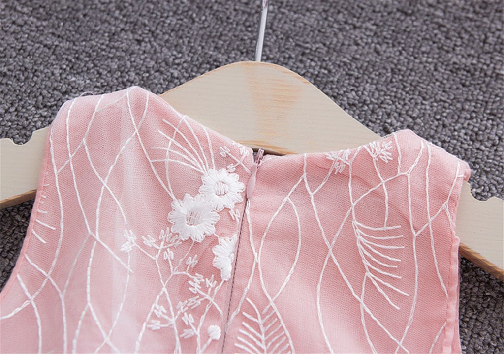 Baby Girls Princess Summer Dress Sleeveless Embroidery Bowknot