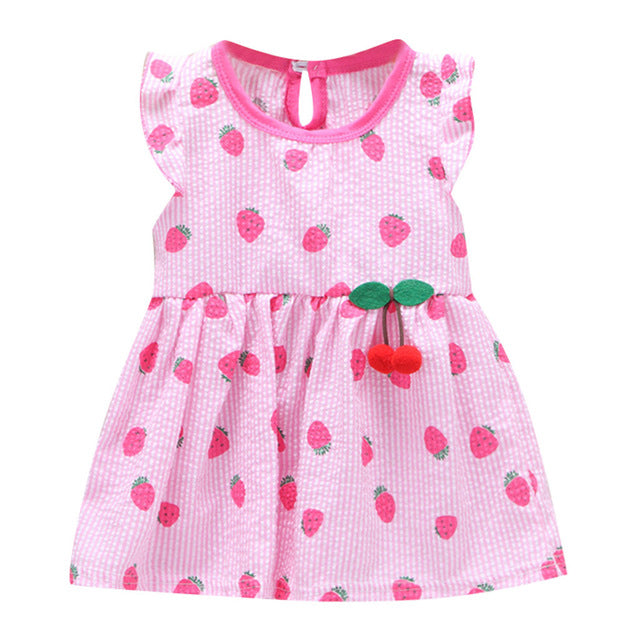 Cute Baby Girls Dress Fly Sleeve Fruit