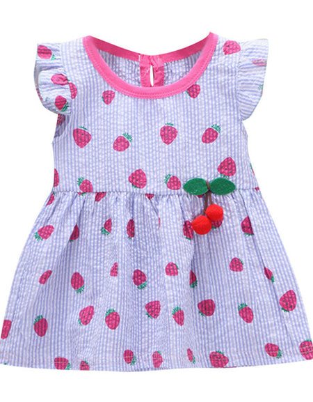 Cute Baby Girls Dress Fly Sleeve Fruit