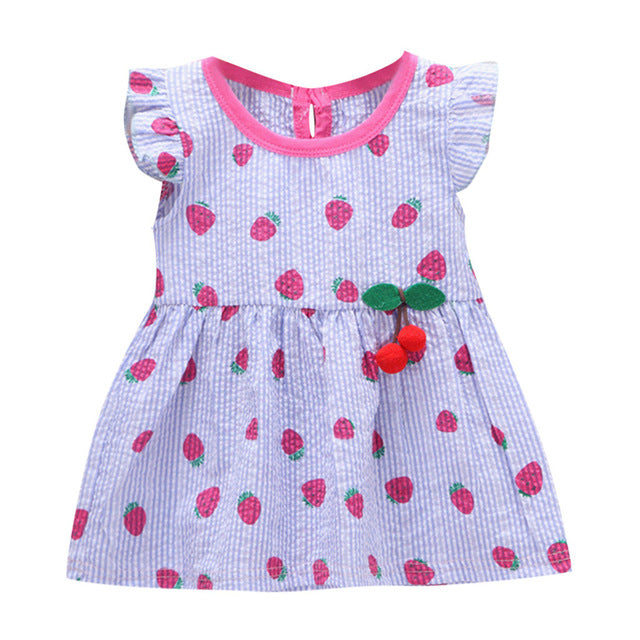 Cute Baby Girls Dress Fly Sleeve Fruit