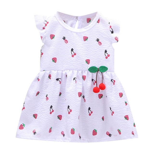 Cute Baby Girls Dress Fly Sleeve Fruit